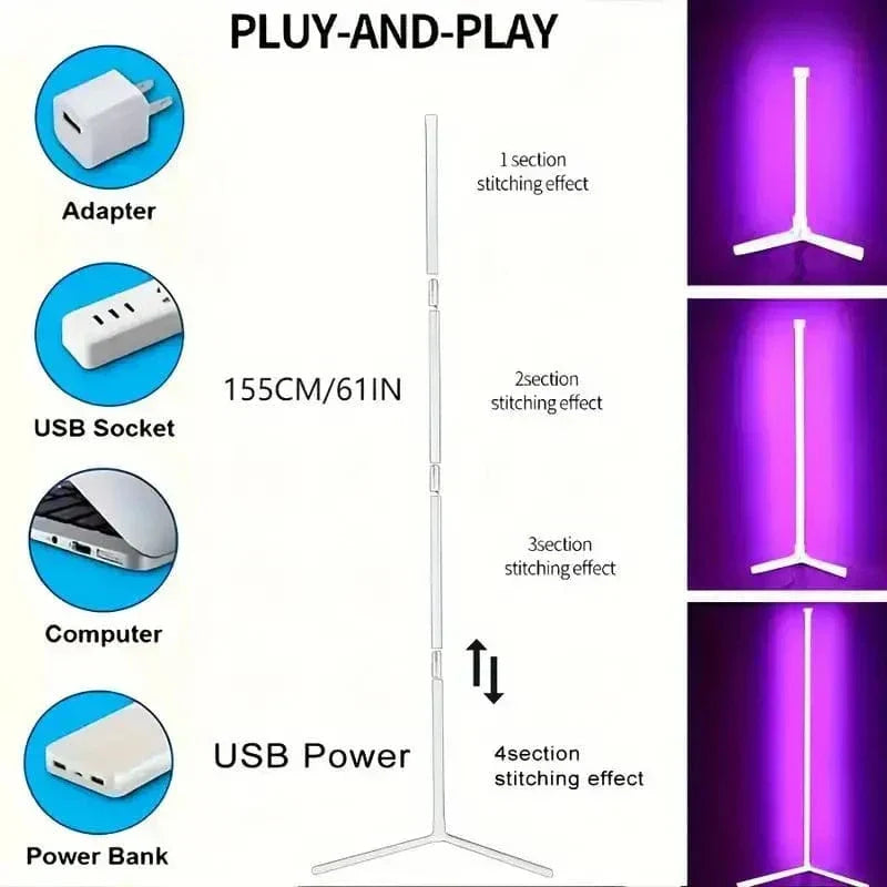 Κομψό Γωνιακό Φωτιστικό RGB με Τηλεχειριστήριο - Μοντέρνος Φωτισμός