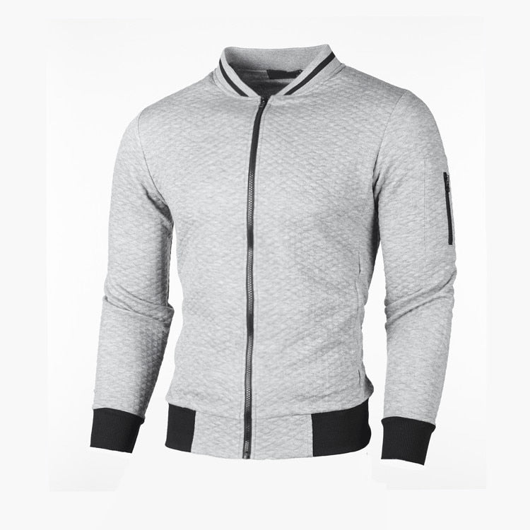 Αθλητική Ανδρική Ζακέτα Slim Fit με Καρό Αναγλυφή Ύφανση