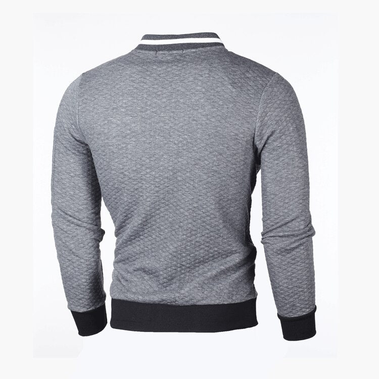 Αθλητική Ανδρική Ζακέτα Slim Fit με Καρό Αναγλυφή Ύφανση