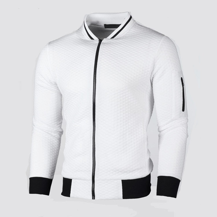 Αθλητική Ανδρική Ζακέτα Slim Fit με Καρό Αναγλυφή Ύφανση
