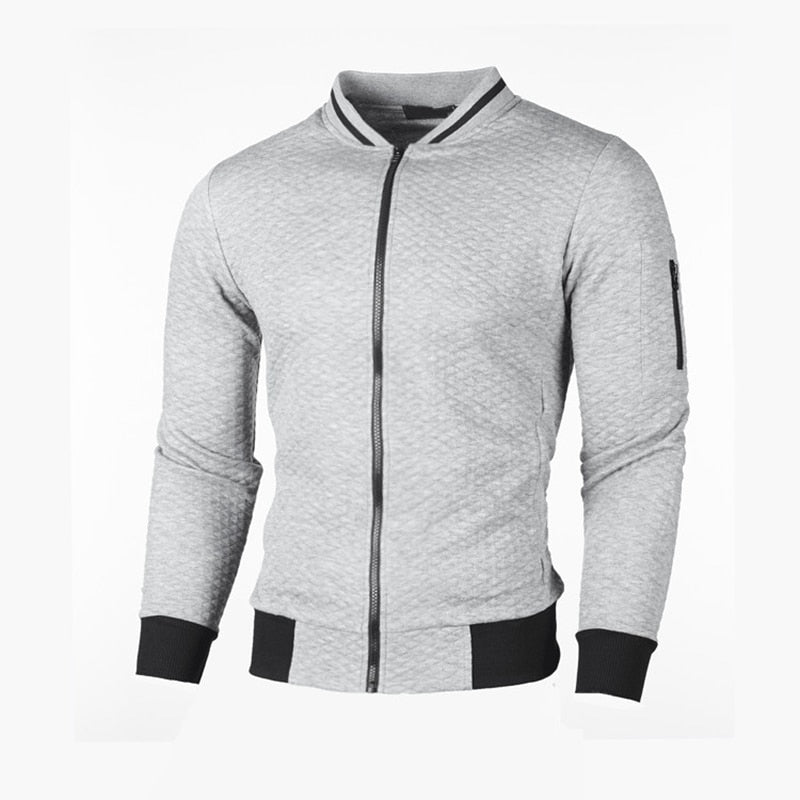 Αθλητική Ανδρική Ζακέτα Slim Fit με Καρό Αναγλυφή Ύφανση