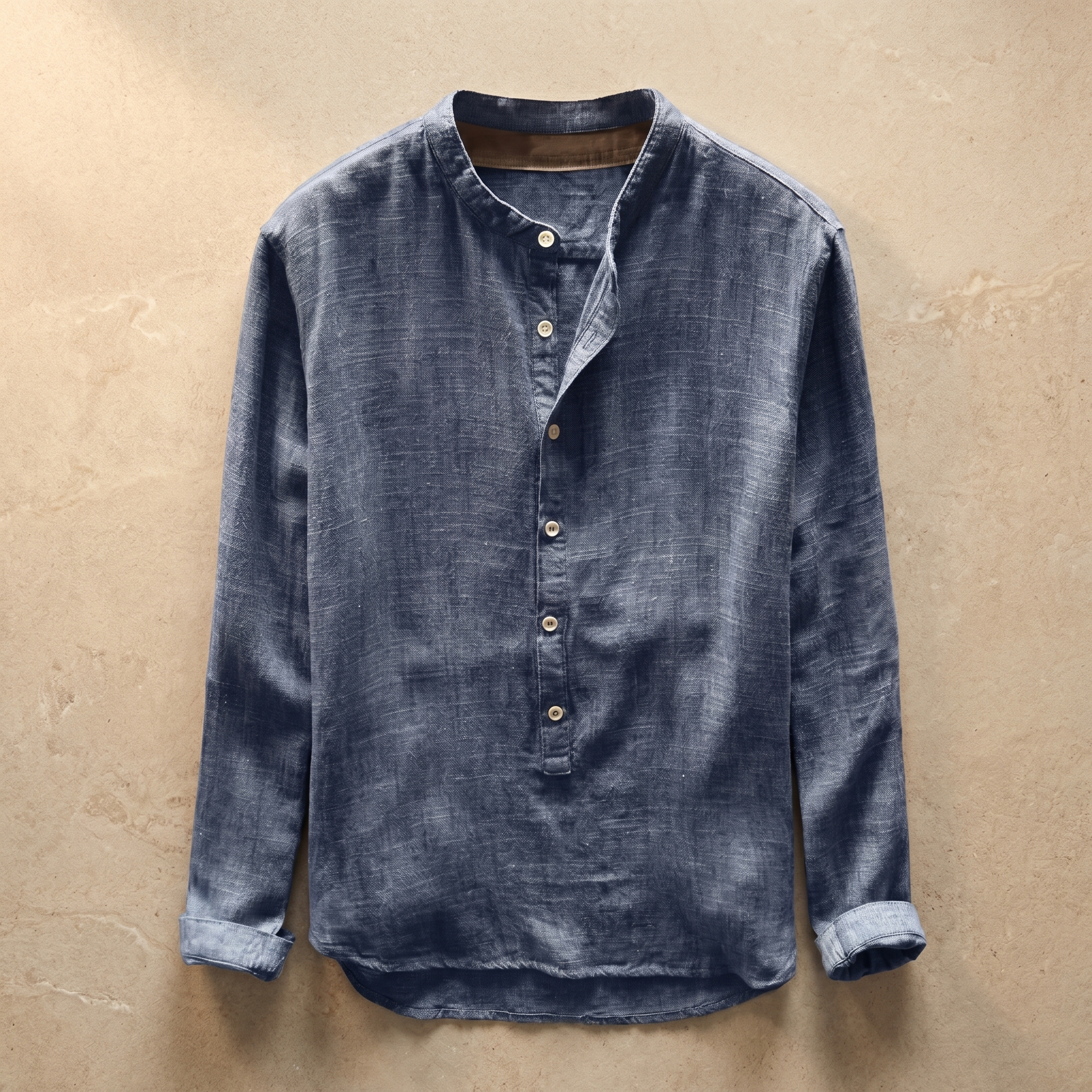 Ανδρικό Λινό Πουκάμισο | Slim Fit με Γιακά Henley | Καλοκαιρινό Casual Μπλουζάκι