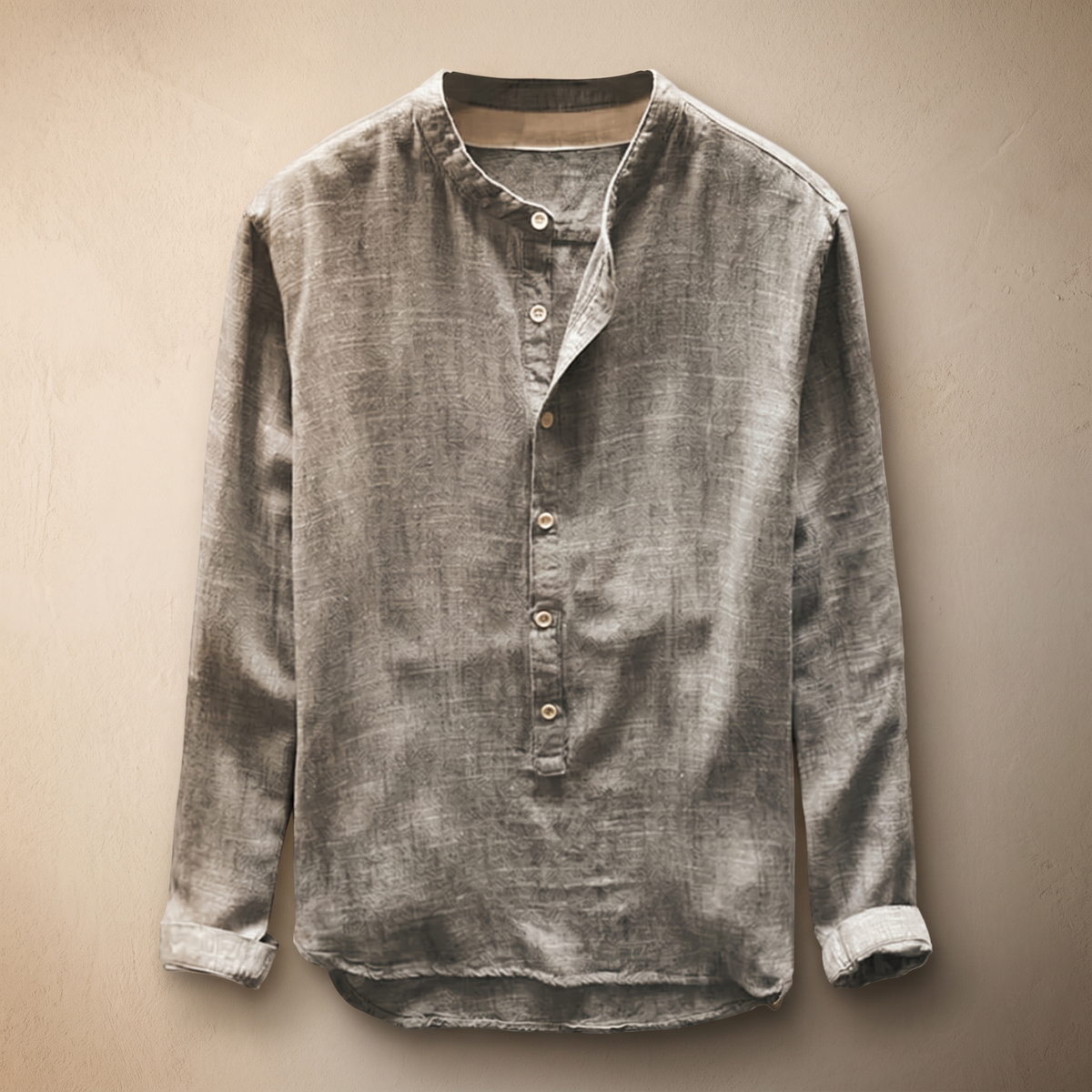 Ανδρικό Λινό Πουκάμισο | Slim Fit με Γιακά Henley | Καλοκαιρινό Casual Μπλουζάκι