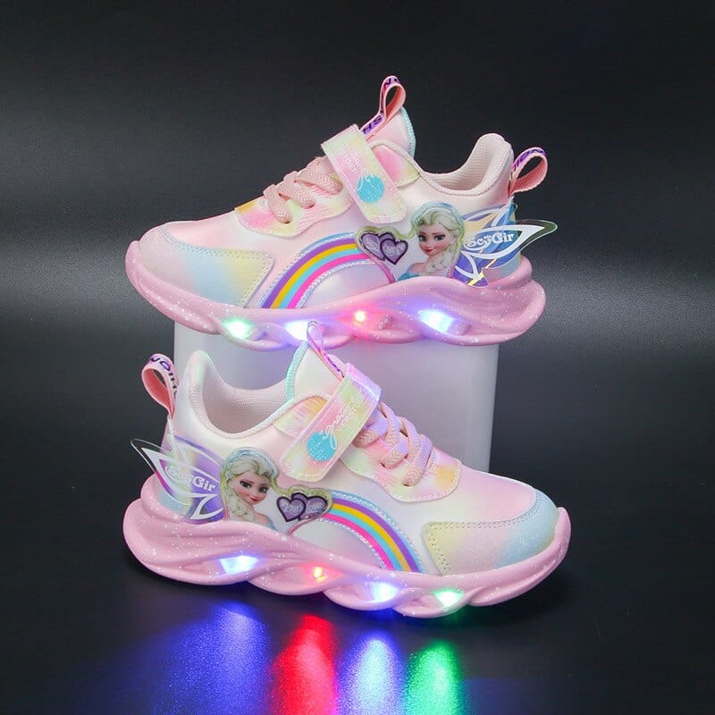 Παιδικά Sneaker με Glitter Ουράνιο Τόξο - Παιδικά Παπούτσια LED για Τολμηρούς Εξερευνητές