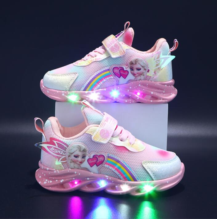 Παιδικά Sneaker με Glitter Ουράνιο Τόξο - Παιδικά Παπούτσια LED για Τολμηρούς Εξερευνητές