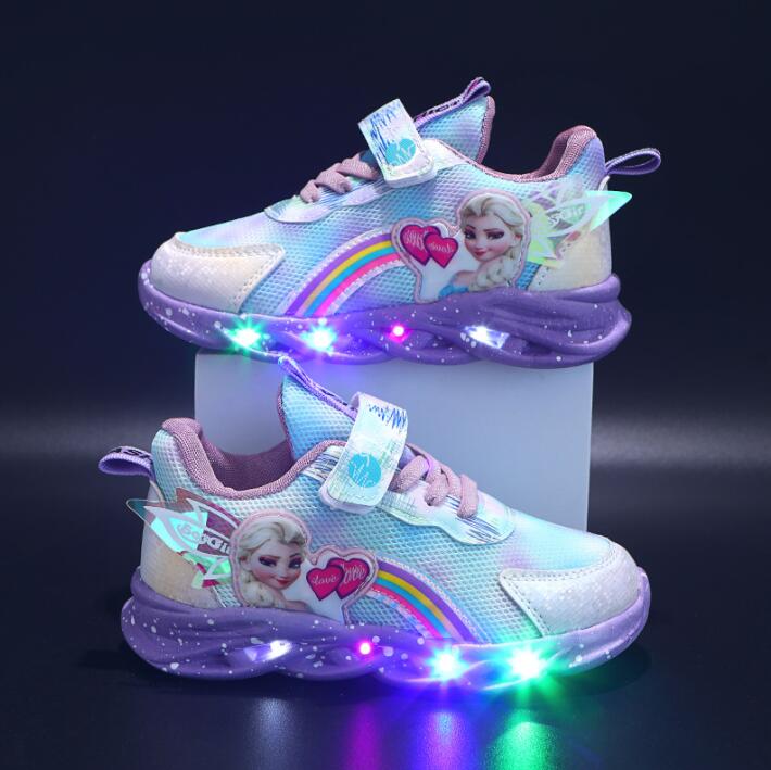 Παιδικά Sneaker με Glitter Ουράνιο Τόξο - Παιδικά Παπούτσια LED για Τολμηρούς Εξερευνητές