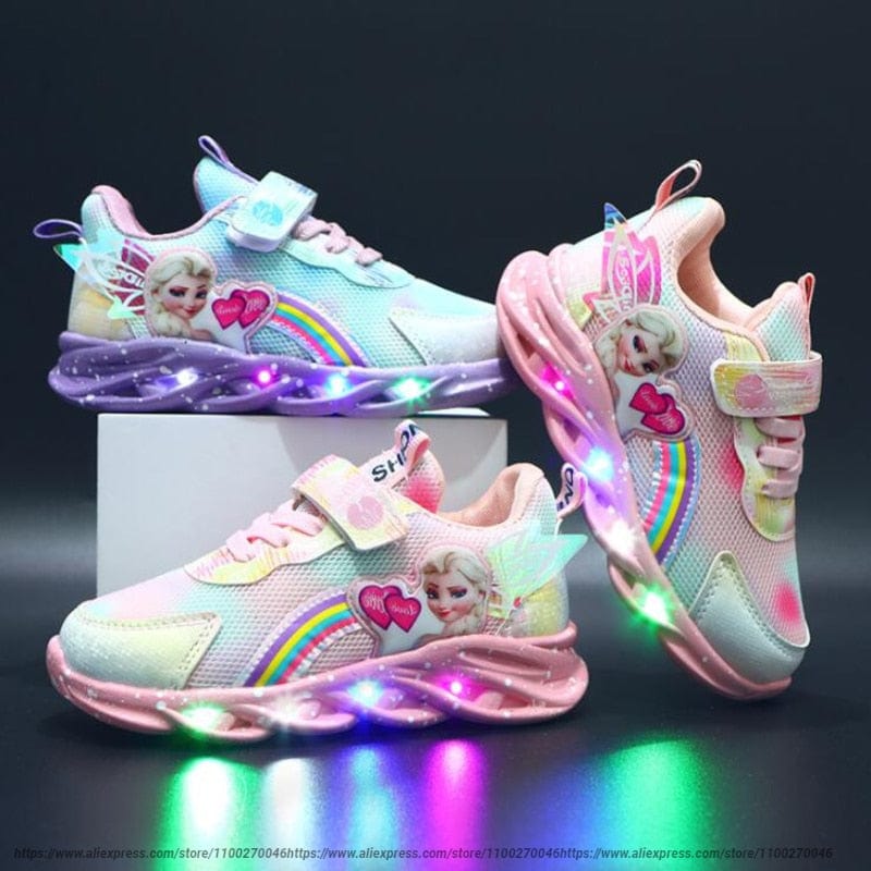 Παιδικά Sneaker με Glitter Ουράνιο Τόξο - Παιδικά Παπούτσια LED για Τολμηρούς Εξερευνητές