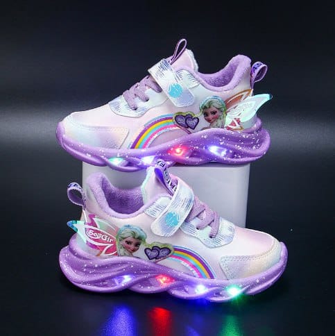 Παιδικά Sneaker με Glitter Ουράνιο Τόξο - Παιδικά Παπούτσια LED για Τολμηρούς Εξερευνητές