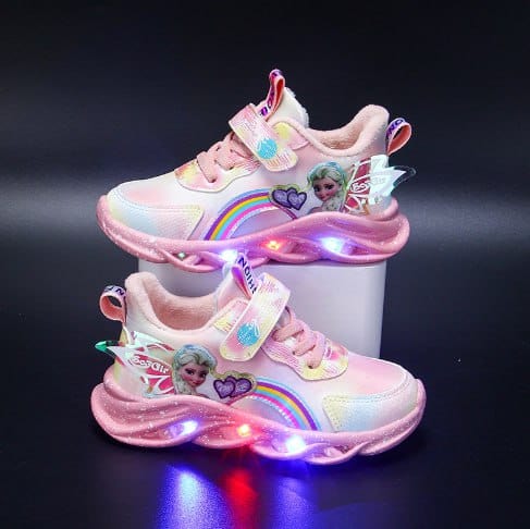 Παιδικά Sneaker με Glitter Ουράνιο Τόξο - Παιδικά Παπούτσια LED για Τολμηρούς Εξερευνητές