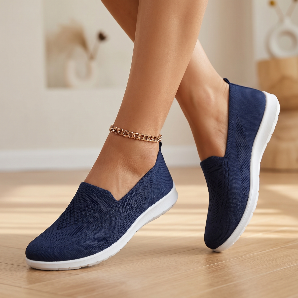 Γυναικεία Πλεκτά Sneakers Slip-On | Αναπνεόμενα Παπούτσια Περιπάτου με Αντικραδασμική Προστασία
