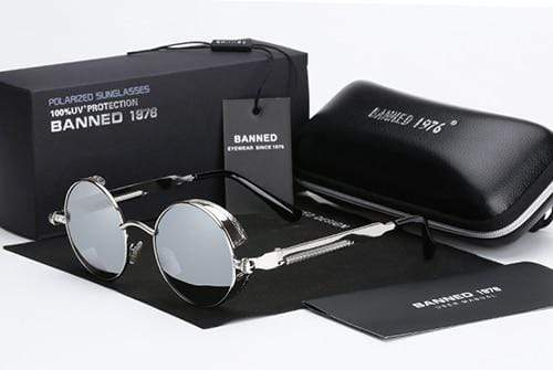 Ρετρό Στρογγυλά Γυαλιά Ηλίου Steampunk με Πολωτικούς Φακούς