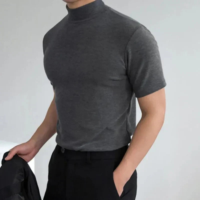 Ανδρικό T-Shirt με Ψηλό Γιακά Casual για Καθημερινή Χρήση