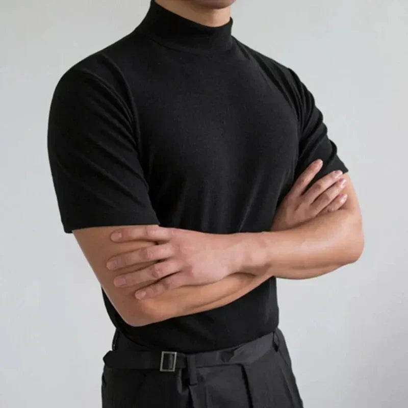 Ανδρικό T-Shirt με Ψηλό Γιακά Casual για Καθημερινή Χρήση