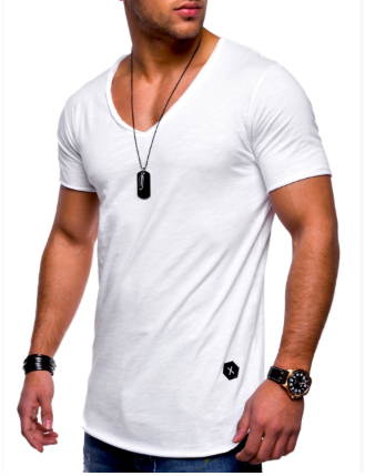 Ανδρικό T-Shirt Slim-Fit με Λαιμόκοψη V