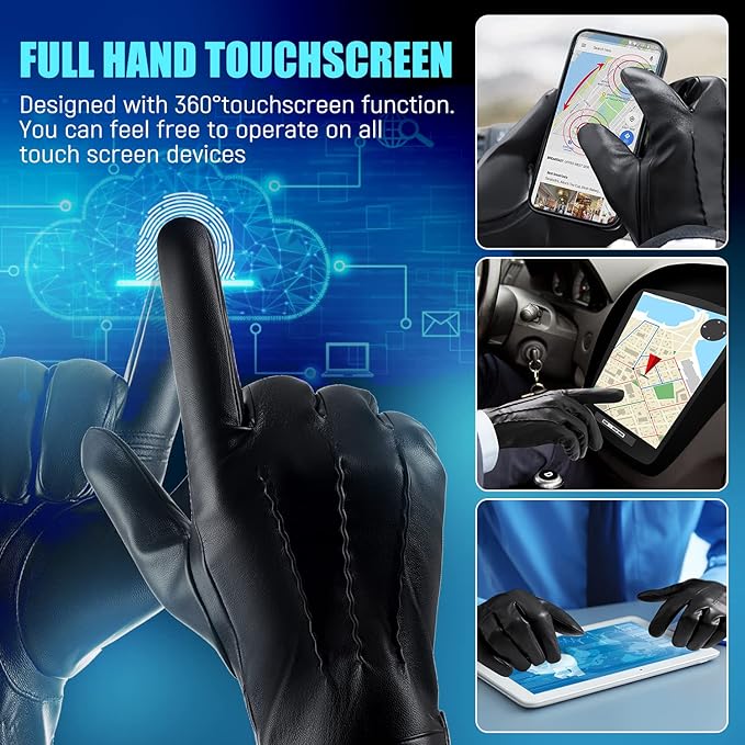 Δερμάτινα Χειμερινά Γάντια Touchscreen
