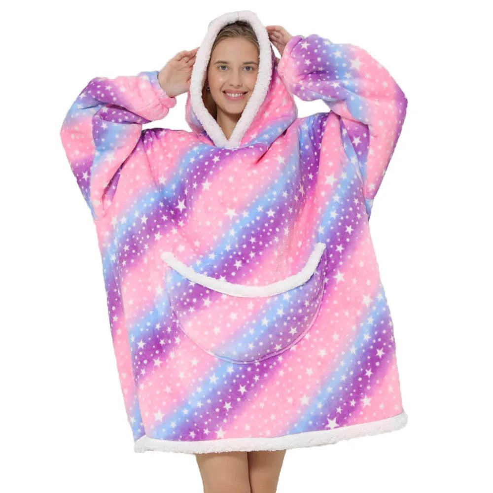 Unisex Φορετή Κουβέρτα Oversized με Κουκούλα & Τσέπες