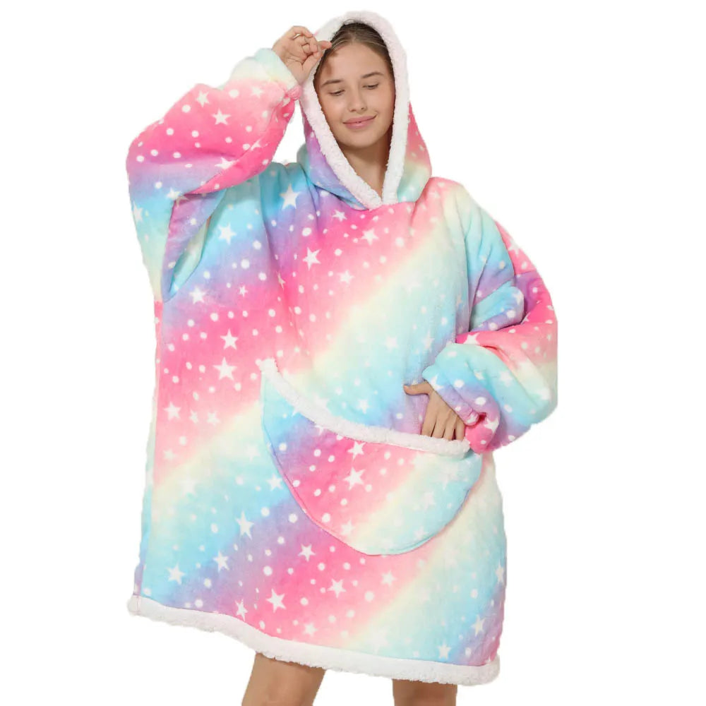 Unisex Φορετή Κουβέρτα Oversized με Κουκούλα & Τσέπες