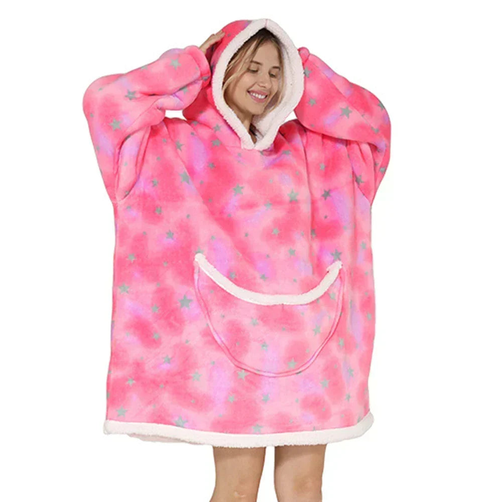 Unisex Φορετή Κουβέρτα Oversized με Κουκούλα & Τσέπες