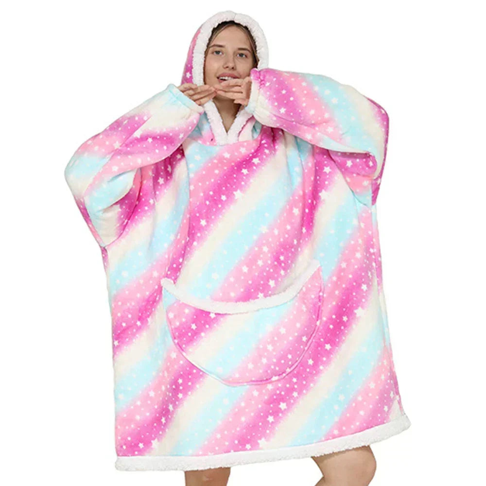 Unisex Φορετή Κουβέρτα Oversized με Κουκούλα & Τσέπες