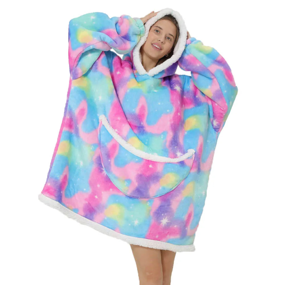 Unisex Φορετή Κουβέρτα Oversized με Κουκούλα & Τσέπες