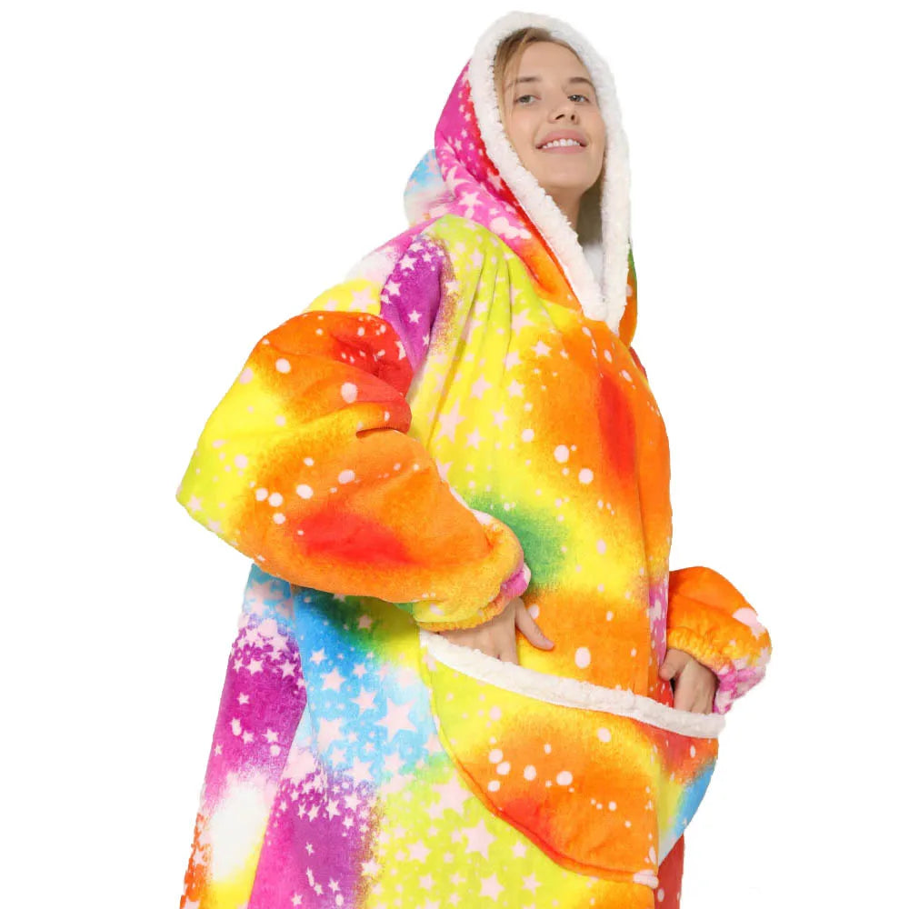 Unisex Φορετή Κουβέρτα Oversized με Κουκούλα & Τσέπες