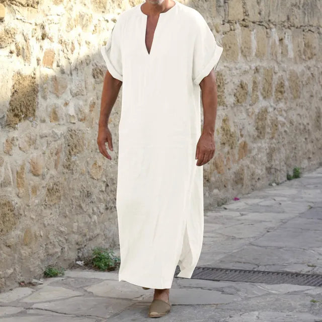 Λευκό Τζελάμπα με Λαιμόκοψη V