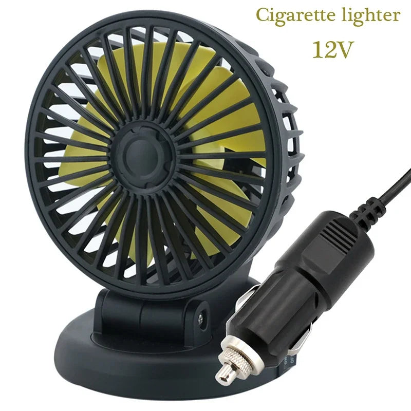 Ανεμιστήρας Αυτοκινήτου Ventoro 12V/24V/5V | USB ή Αναπτήρας Αυτοκινήτου | Περιστρεφόμενος & Συμπαγής | Για Επιβατικά, Φορτηγά, SUV, Τροχόσπιτα & Γραφείο