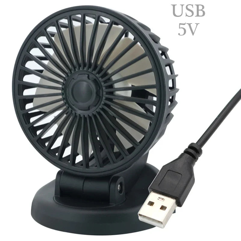 Ανεμιστήρας Αυτοκινήτου Ventoro 12V/24V/5V | USB ή Αναπτήρας Αυτοκινήτου | Περιστρεφόμενος & Συμπαγής | Για Επιβατικά, Φορτηγά, SUV, Τροχόσπιτα & Γραφείο