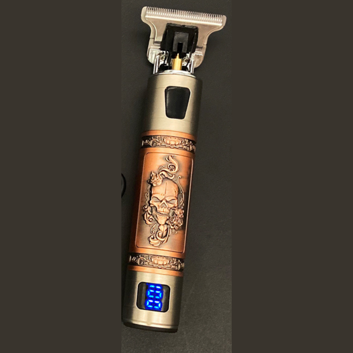 Vintage Κουρευτική Μηχανή / Trimmer με Σχέδιο Νεκροκεφαλή - Επαναφορτιζόμενη με Εξαρτήματα