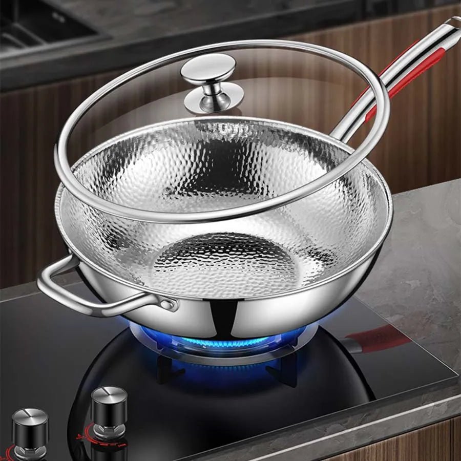 Τηγάνι Wok Τιτανίου Χωρίς Επίστρωση με Στρογγυλό Πάτο 32 εκ. για Επαγωγικές Εστίες