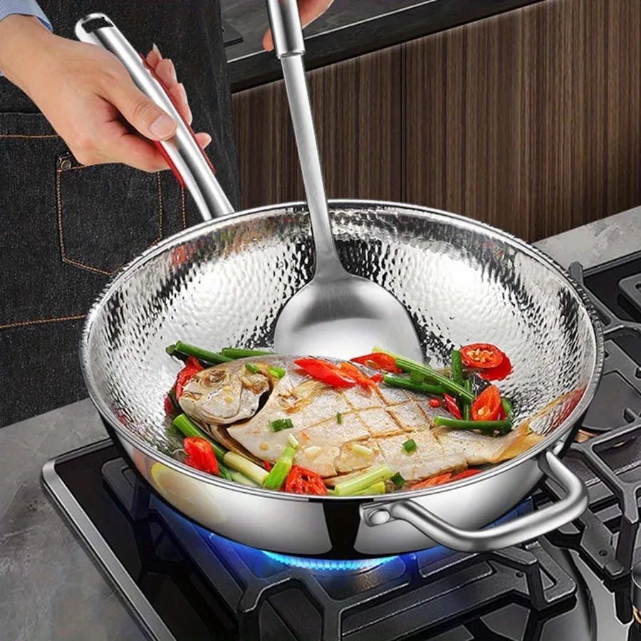 Τηγάνι Wok Τιτανίου Χωρίς Επίστρωση με Στρογγυλό Πάτο 32 εκ. για Επαγωγικές Εστίες